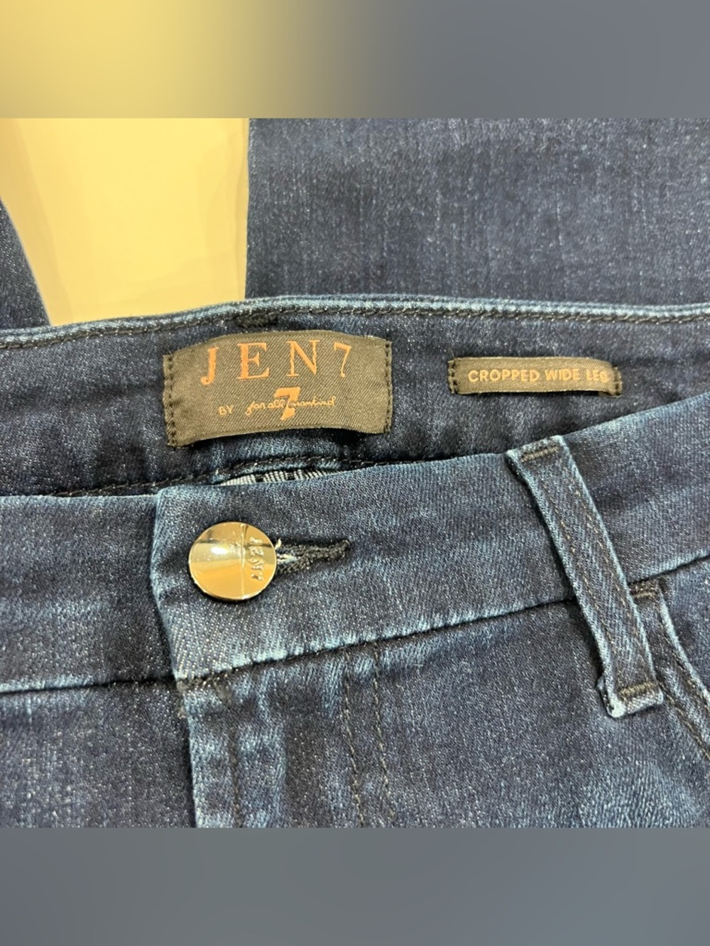 Jen7 by 7 For All Mankind Cropped Wide Leg Jeans Dark‎ Wash Size 12 - Picture 3 of 6
